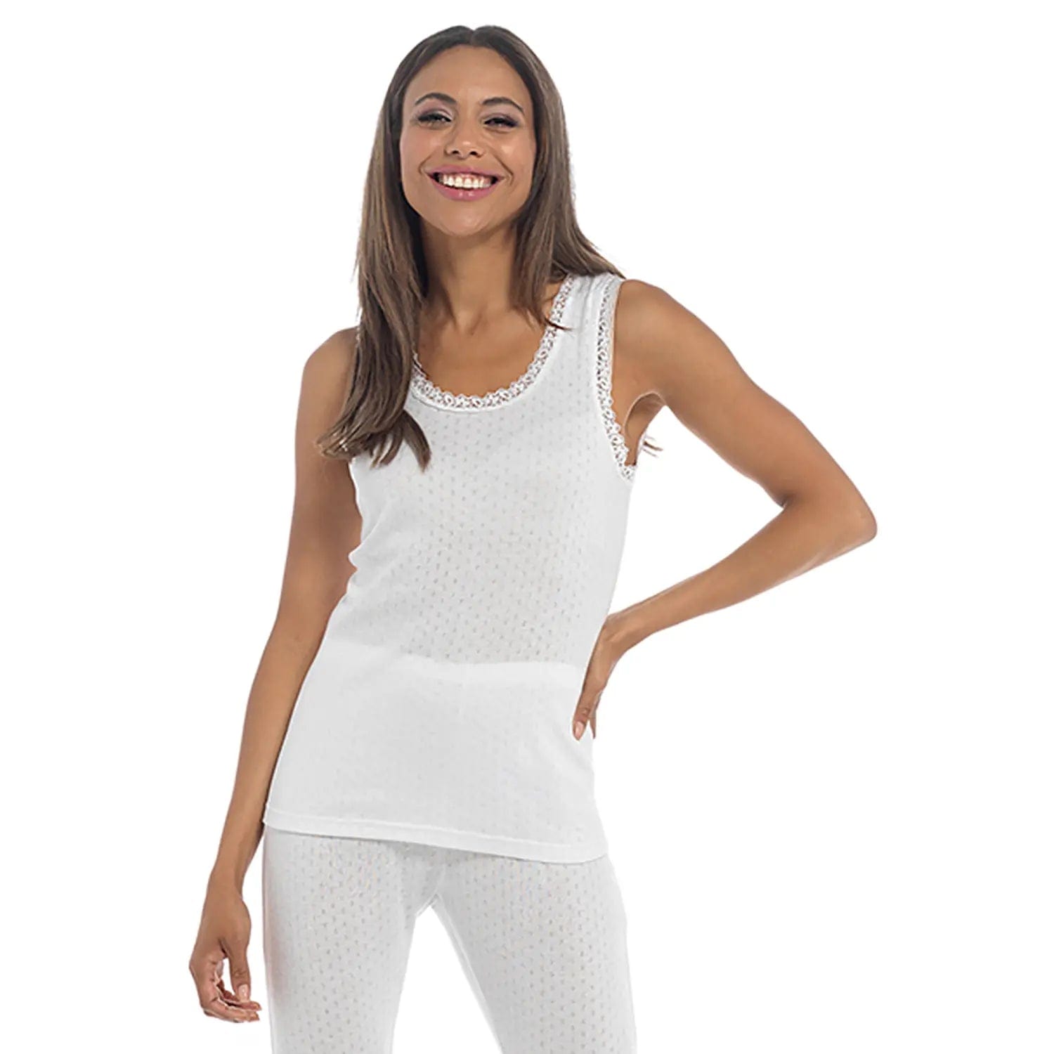 Women's Lingerie with Removable PadsLadies Thermal Sleeveless Vest Top White Pointelle Extra Warm Women's Lingerie with Removable PadsLadies Thermal Sleeveless Vest Top White Pointelle Extra Warm