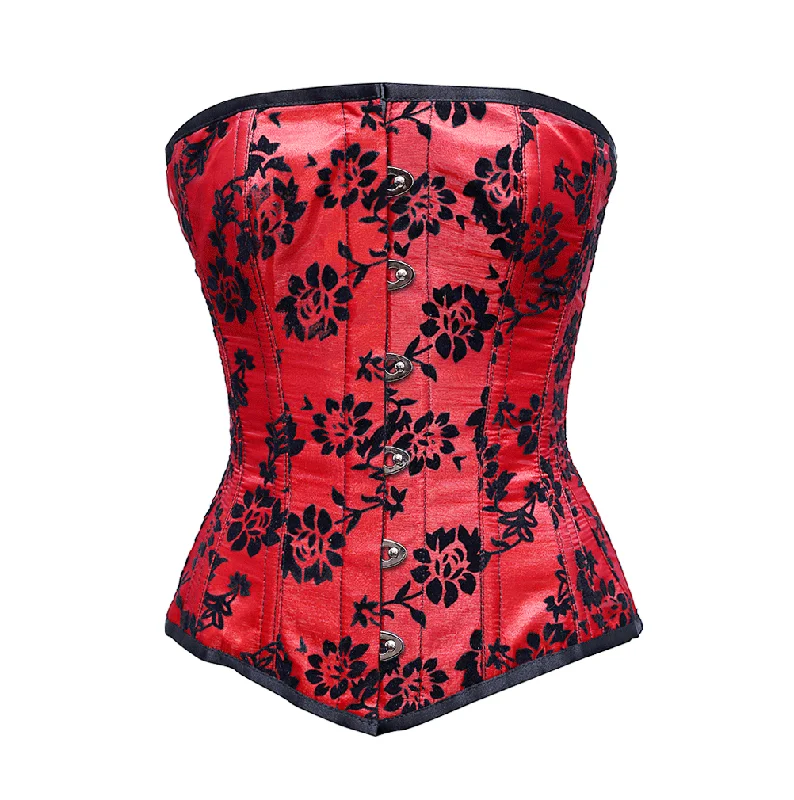 Supportive bustiers for large - busted womenMorin Red Overbust Corset With Tissue Flocking Supportive bustiers for large - busted womenMorin Red Overbust Corset With Tissue Flocking