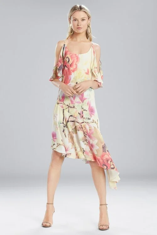 Women's sexy bodycon dresses with a thigh - high slitPrinted Silky Soft Ruffle Sleeve Dress Women's sexy bodycon dresses with a thigh - high slitPrinted Silky Soft Ruffle Sleeve Dress