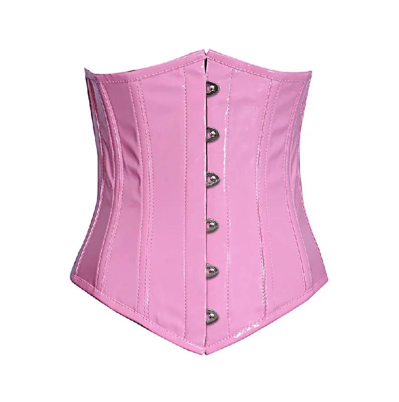 Removable - boning corsets for easy cleaningDelphine Pink PVC Longline Underbust Corset Removable - boning corsets for easy cleaningDelphine Pink PVC Longline Underbust Corset