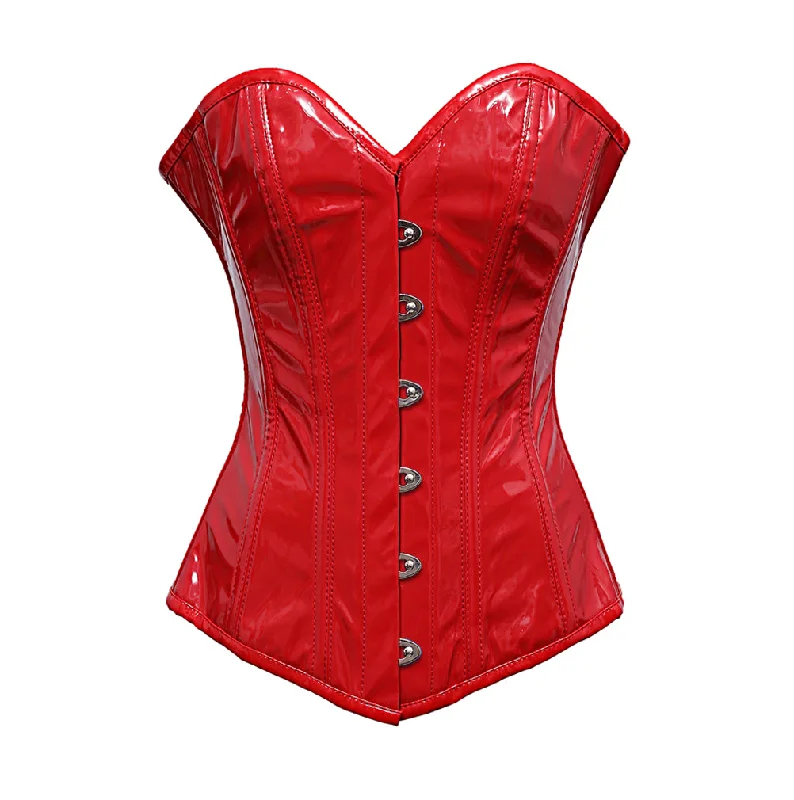 Microfiber corsets for a lightweight optionLendal Steel Boned Longline Corset In Red Pvc Microfiber corsets for a lightweight optionLendal Steel Boned Longline Corset In Red Pvc