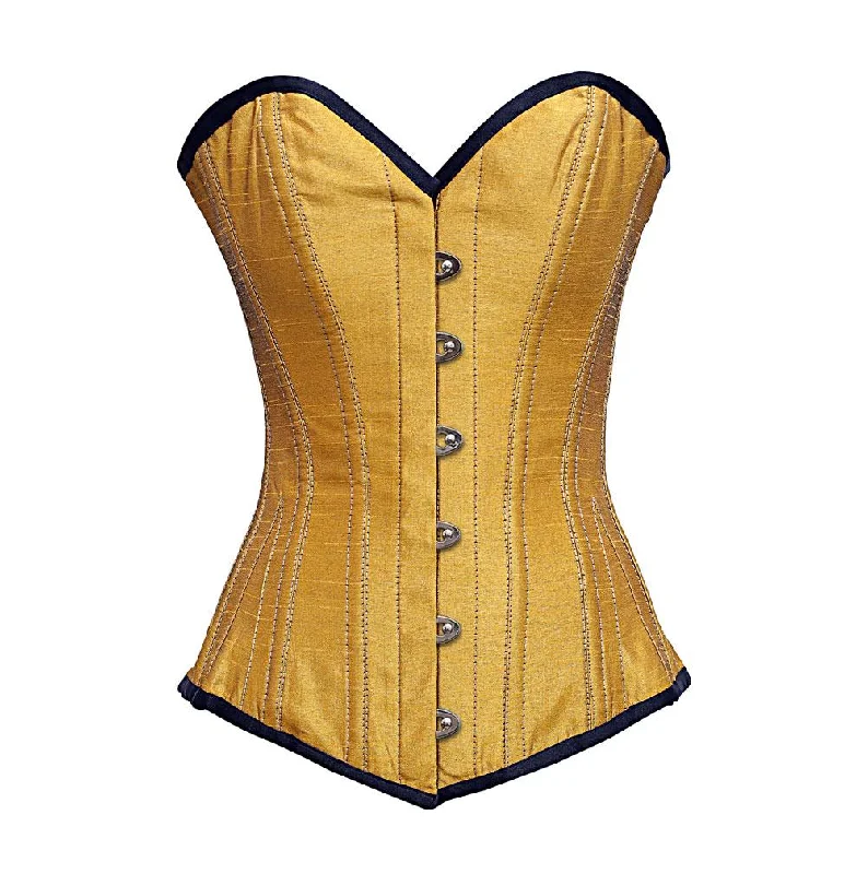 Posture - correcting bustiers for better spinal alignmentWatto Gold dupion Longline Corset Posture - correcting bustiers for better spinal alignmentWatto Gold dupion Longline Corset