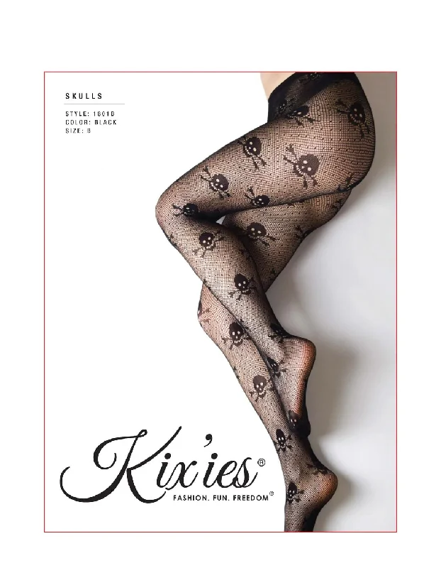 Tights for Professional Wear1801 KIX'IES FULL FISHNET BLACK SKULL TIGHTS