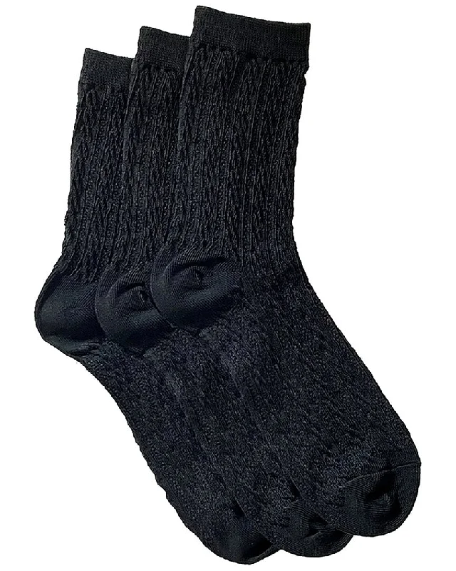 Women's Lingerie for AnniversariesSTEMS Set of 3 Cable Knit Crew Sock