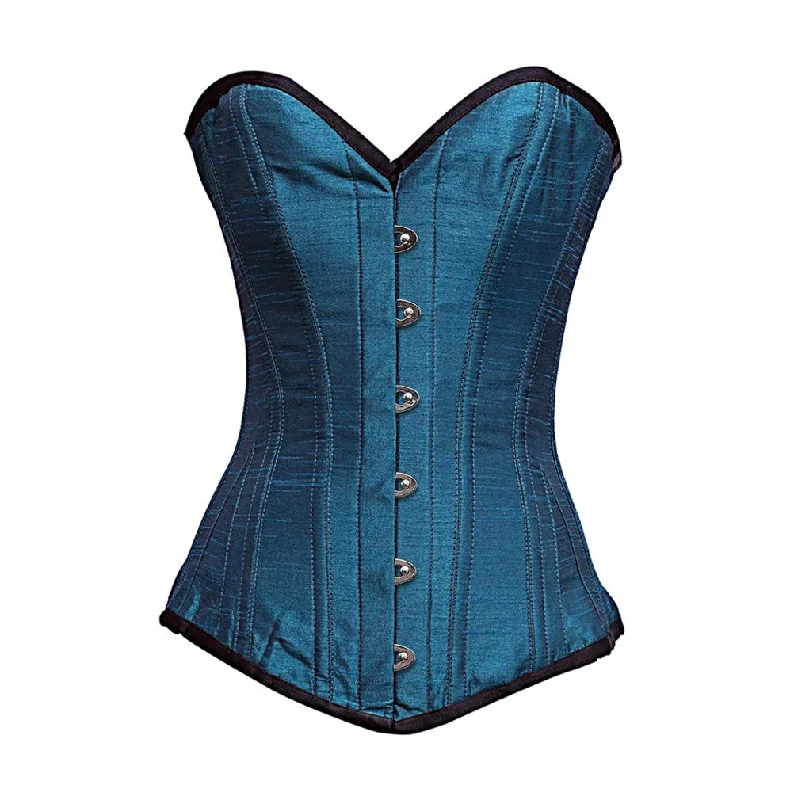Retro - 1950s corsets with a cinched waistBriaana Turquoise dupion Longline Corset