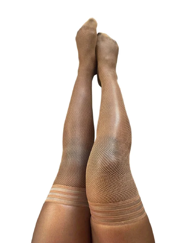 Tights with Geometric Patterns1338 KIX'IES ANDIE CHOCOLATE FISHNET THIGH HIGHS