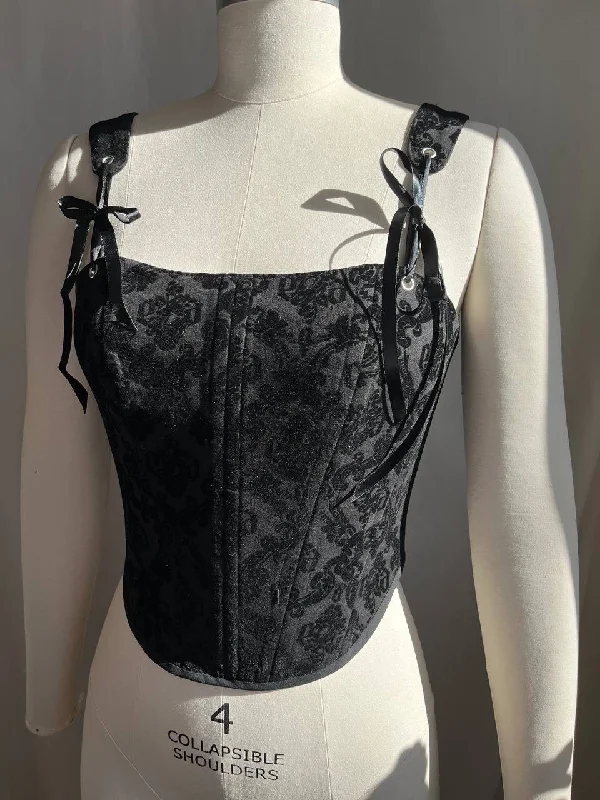 French - style bustiers for a romantic lookReversible Velvet damask corset, size 4/S/44 French - style bustiers for a romantic lookReversible Velvet damask corset, size 4/S/44