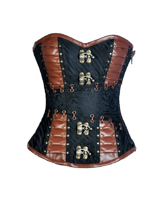 Lace - covered corsets for a feminine touchMaurico Brocade & Faux Leather Steampunk Corset Lace - covered corsets for a feminine touchMaurico Brocade & Faux Leather Steampunk Corset