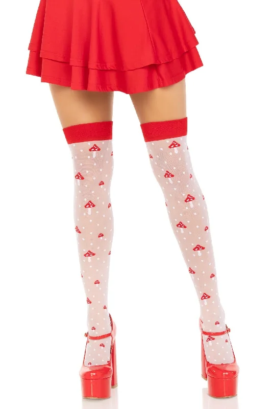 Women's Tights with PatternsSpandex Sheer Polka Dot Mushroom Thigh High Stockings