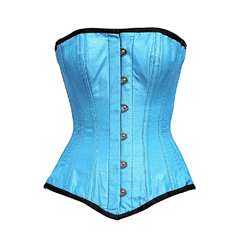 Bohemian - style corsets with tassels and embroideryPickford Turquosie dupion Overbust Corset Bohemian - style corsets with tassels and embroideryPickford Turquosie dupion Overbust Corset