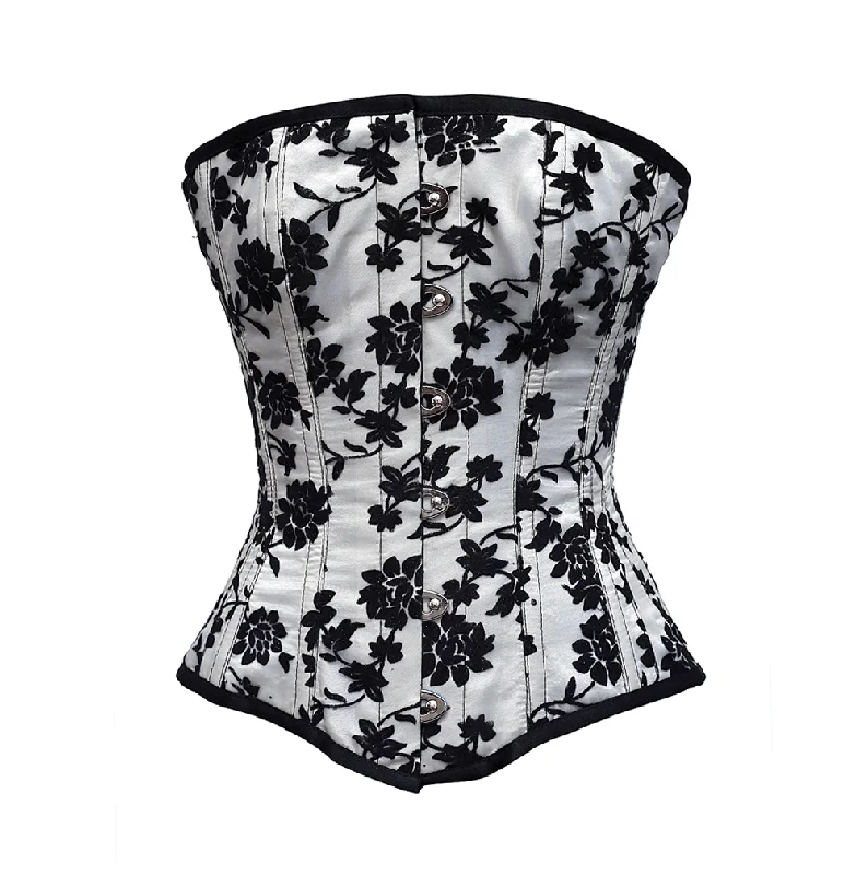 Victorian - era corsets with intricate boning detailsKessel White Overbust Corset With Tissue Flocking Victorian - era corsets with intricate boning detailsKessel White Overbust Corset With Tissue Flocking