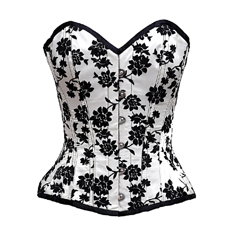 Hollywood - glamour bustiers for a red - carpet effectDenezel White Overbust Corset In Tissue Flocking Hollywood - glamour bustiers for a red - carpet effectDenezel White Overbust Corset In Tissue Flocking