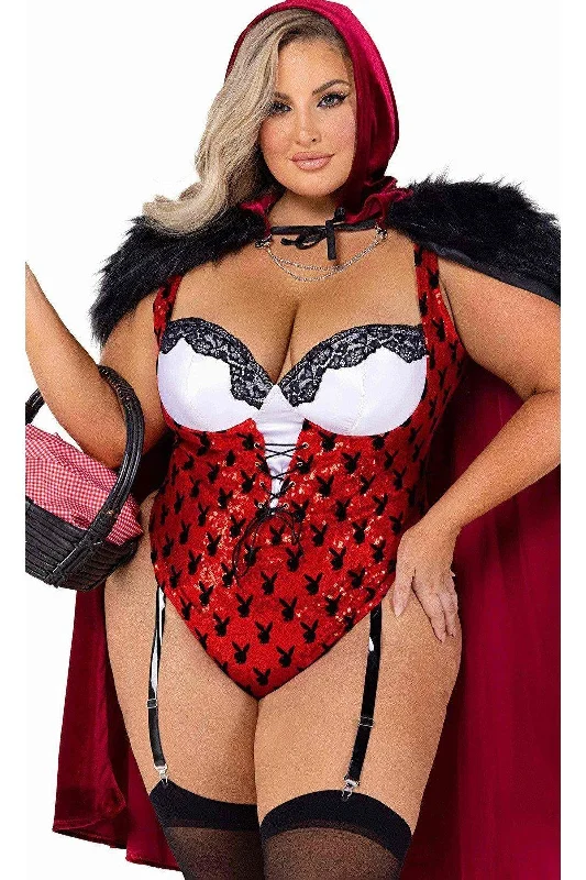 Women's Video Game Character Cosplay LingeriePlayboy Plus Size Red Hooded Enchated Forest Costume