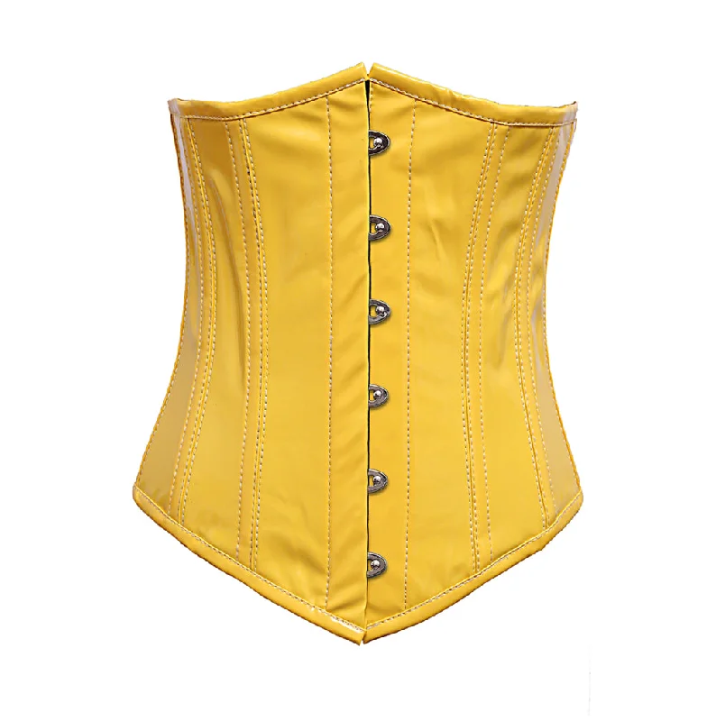 Supportive bustiers for large - busted womenCliton Yellow PVC Underbust Steel Boned Corset Supportive bustiers for large - busted womenCliton Yellow PVC Underbust Steel Boned Corset