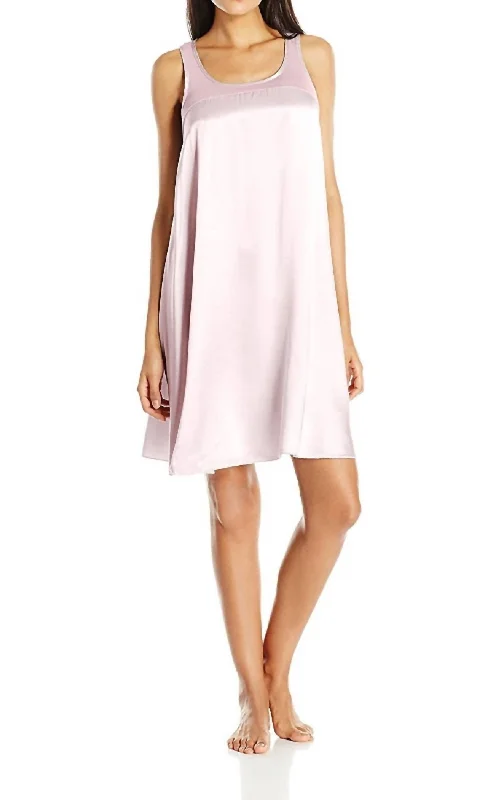Vintage Inspired Lingerie for WomenLindsay Satin And Rib Nightgown X In Blush