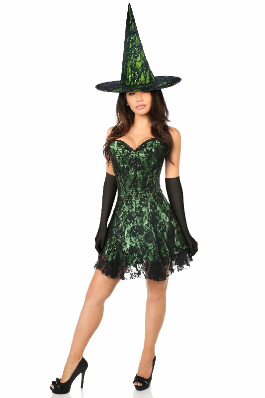 Plus Size Women's Cosplay LingerieLavish 3 PC Green Lace Corset Dress Costume