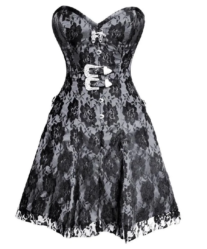 Geometric - printed bustiers for a modern and trendy lookFalwon Gothic Net Overlay Corset Dress Geometric - printed bustiers for a modern and trendy lookFalwon Gothic Net Overlay Corset Dress
