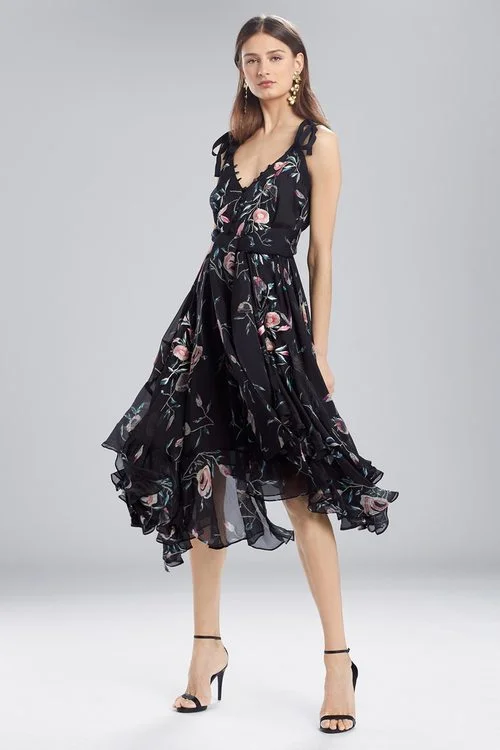 Sexy off - the - shoulder dresses for a flirty lookPressed Flower Printed Silk Chiffon Dress Sexy off - the - shoulder dresses for a flirty lookPressed Flower Printed Silk Chiffon Dress