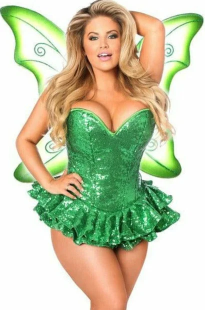 Sexy Nurse Cosplay Lingerie OutfitTop Drawer Premium Sequin Green Fairy Corset Dress Costume