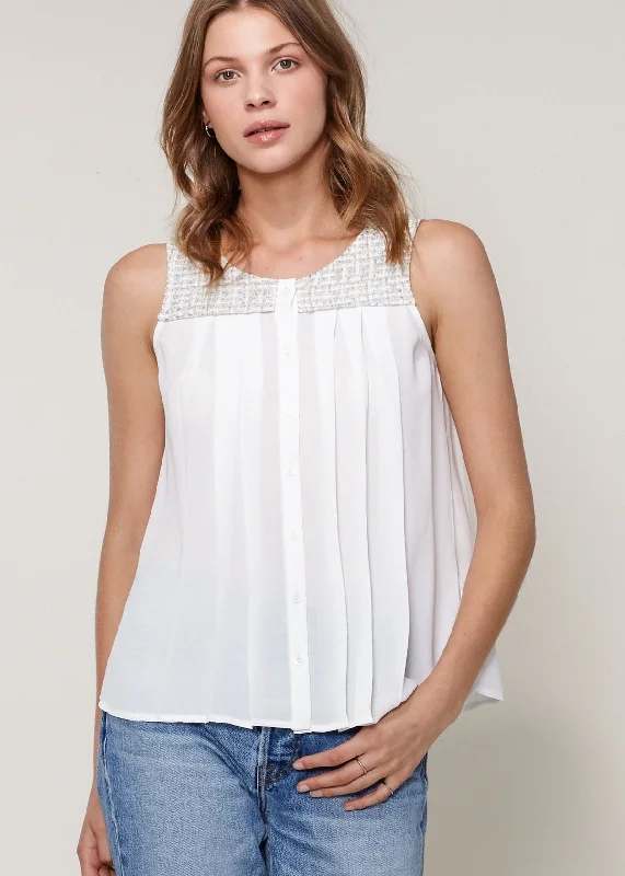 Women's formal long sleeve satin - finish shirt Women's Sleeveless Tweed Blouse