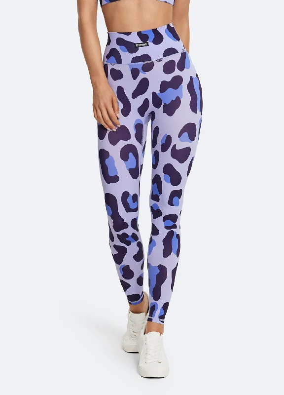 Women's gray tight trousers High-Waisted Leopard Leggings