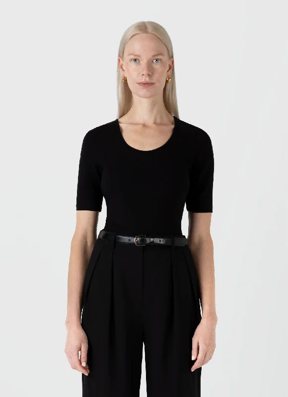 Women's vintage t shirt Women's Stretch Cotton Scoop Top in Black