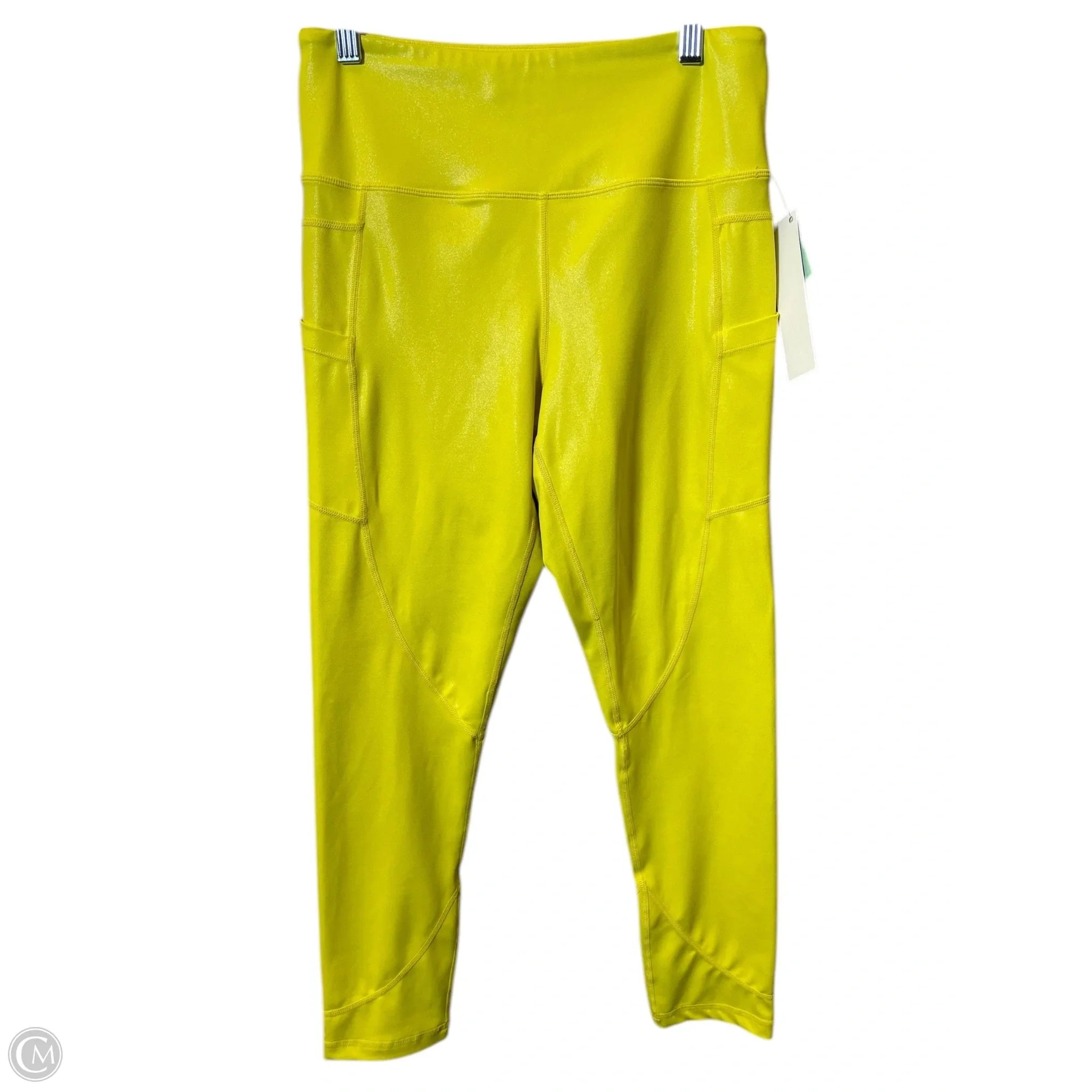 Women's corduroy tight trousers Athletic Leggings By Zyia In Chartreuse, Size: M