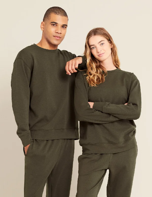 Women's activewear t shirt Unisex Crew Neck Sweater - Dark Olive
