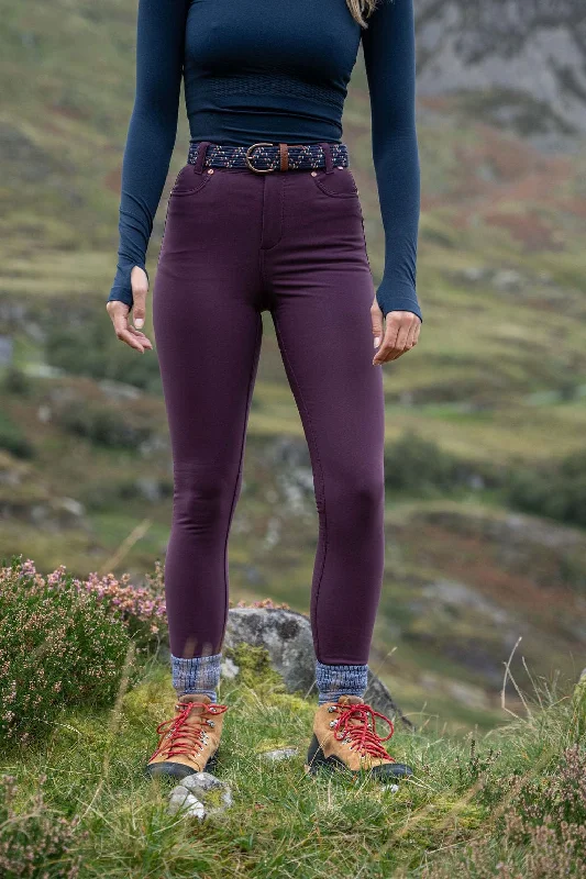 Women's yellow tight trousers Thermal Skinny Outdoor Trousers - Aubergine