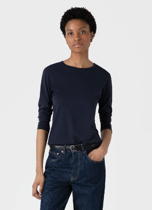 Women's pink t shirt Women's Long Sleeve Classic T-shirt in Navy