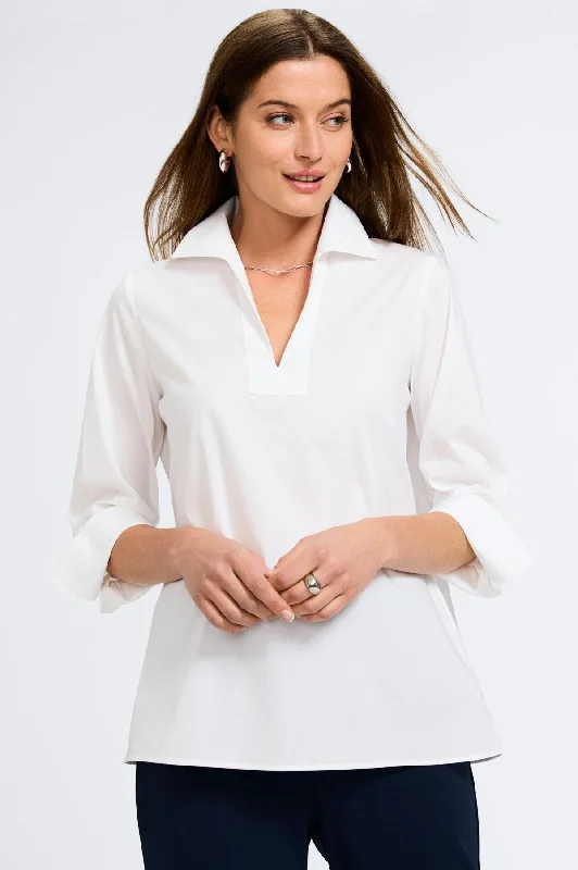 Women's easy - care long sleeve microfiber shirt Julia No Iron Stretch Cotton 3/4 Sleeve Popover Shirt