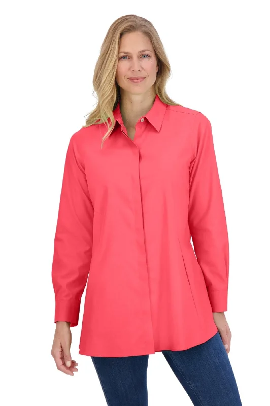 Women's animal print long sleeve rayon shirt Reflective long sleeve safety shirtsCici No Iron Pinpoint Long Sleeve Tunic