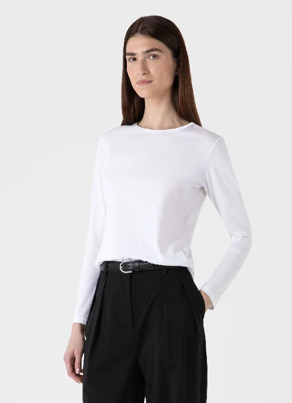 Women's work t shirt Women's Long Sleeve Classic T-shirt in White