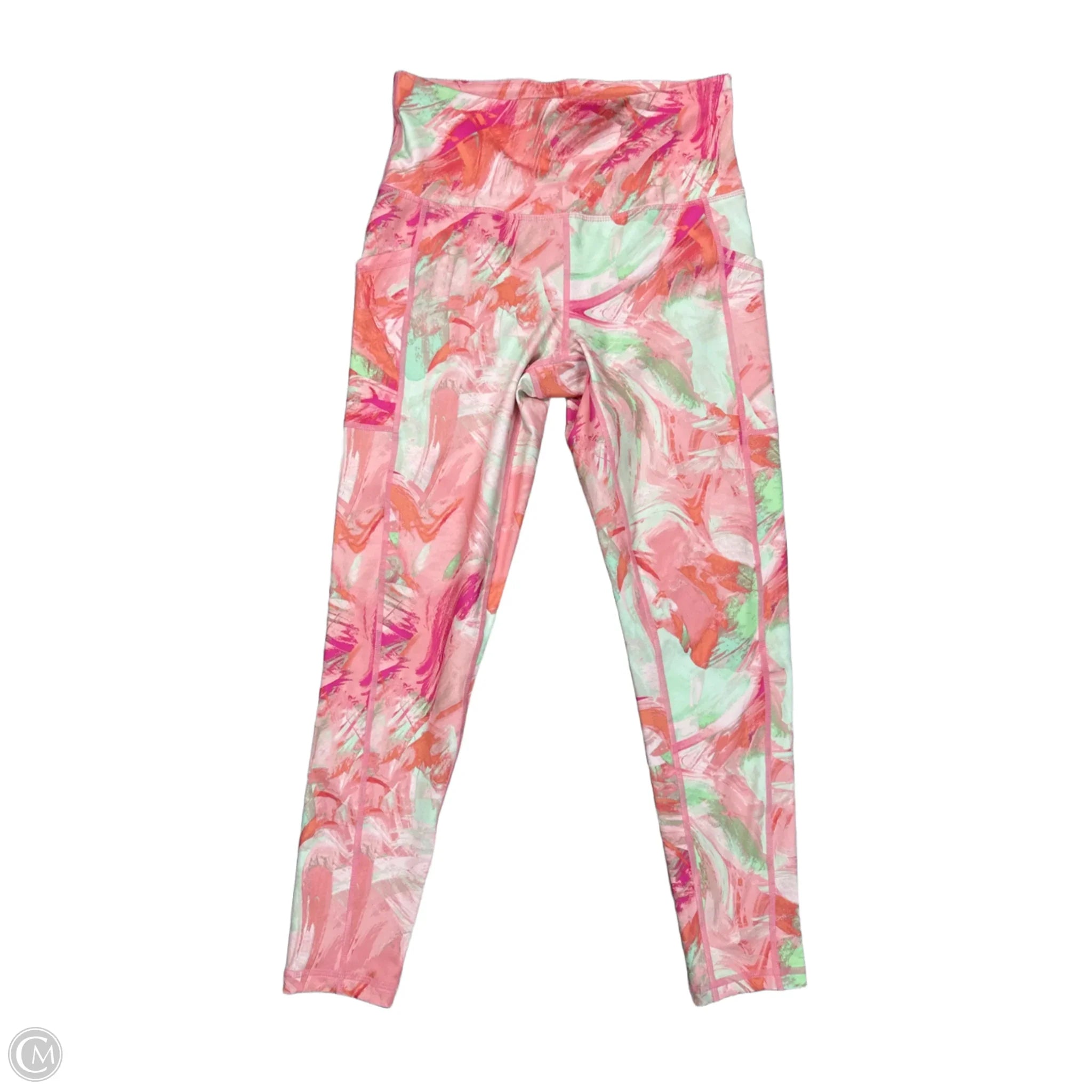 Women's striped tight trousers Athletic Leggings By Ideology In Orange & Pink, Size: S Women's striped tight trousers Athletic Leggings By Ideology In Orange & Pink, Size: S