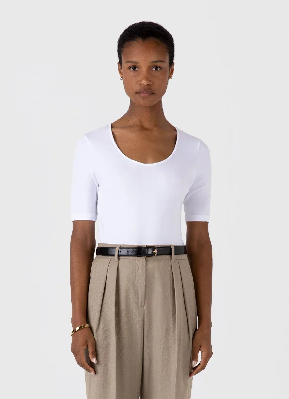 Women's Puma t shirt Women's Stretch Cotton Scoop Top in White