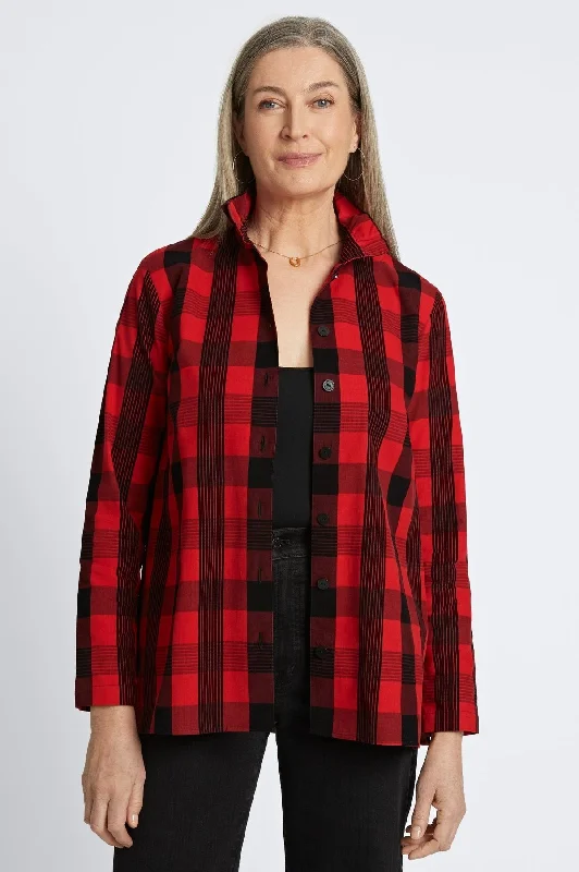 Women's vintage - style long sleeve cotton poplin shirt Luxury long sleeve shirts with high - quality materialsCarolina Buffalo Check Corduroy Long Sleeve Shirt Jacket