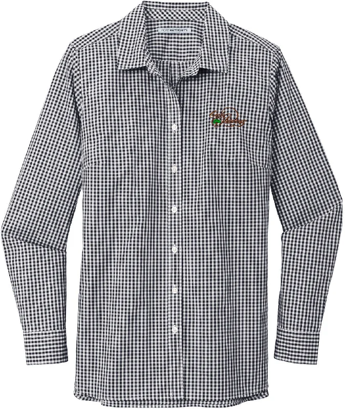 Women's wrinkle - resistant long sleeve travel shirt Port Authority Ladies Broadcloth Gingham Easy Care Shirt