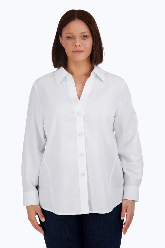 Women's moisture - wicking long sleeve athletic shirt Long sleeve shirts for business meetingsPaityn Plus Retro Circle Jacquard Long Sleeve Shirt