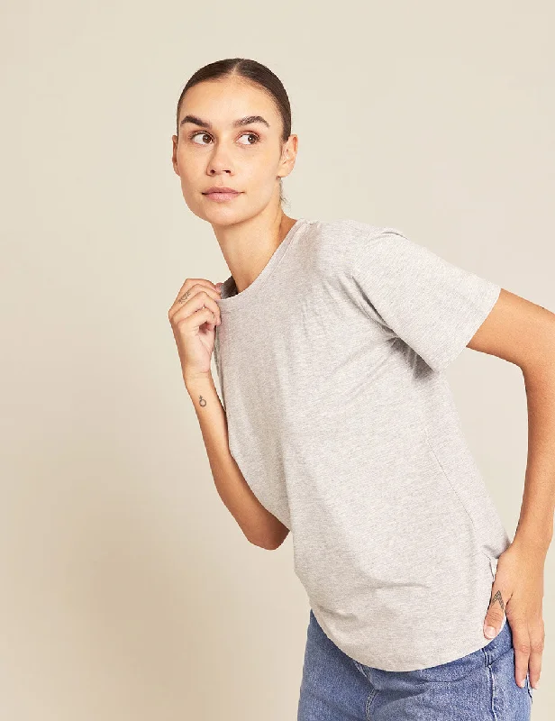 Women's low cut t shirt Boyfriend T-Shirt - Light Grey Marl