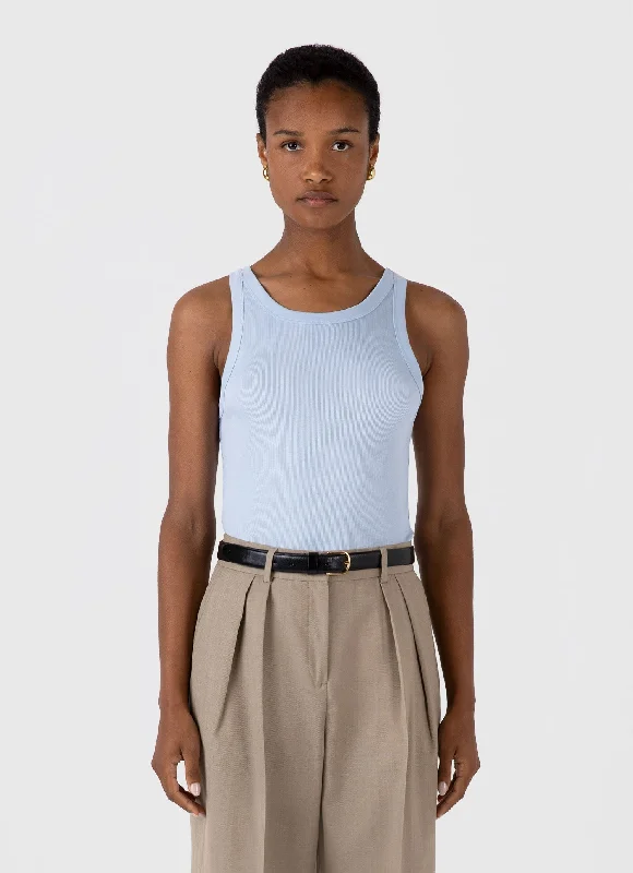 Women's affordable t shirt Women's Ribbed Tank Top in Blue Mist