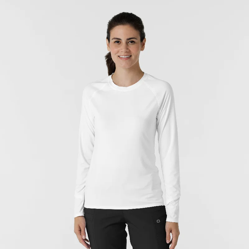 Women's retro t shirt Women's Watch Window Long Sleeve Underscrub Top - White