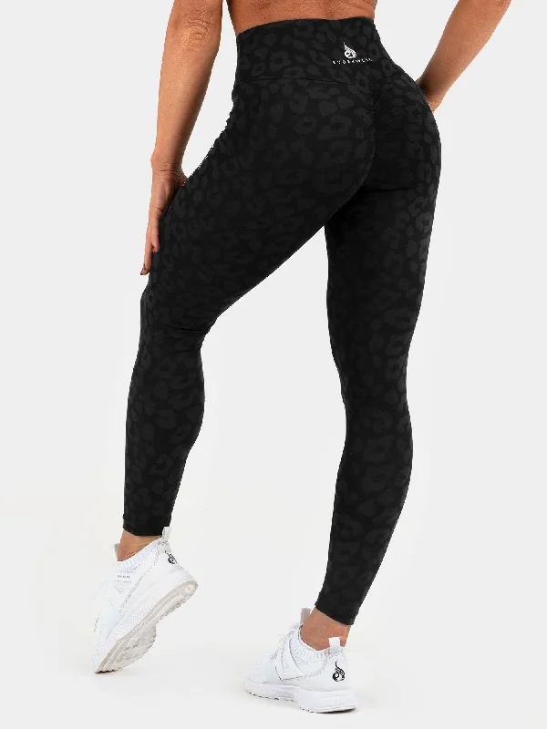 Women's easy - care tight trousers Instinct Scrunch Bum Leggings - Leopard Black