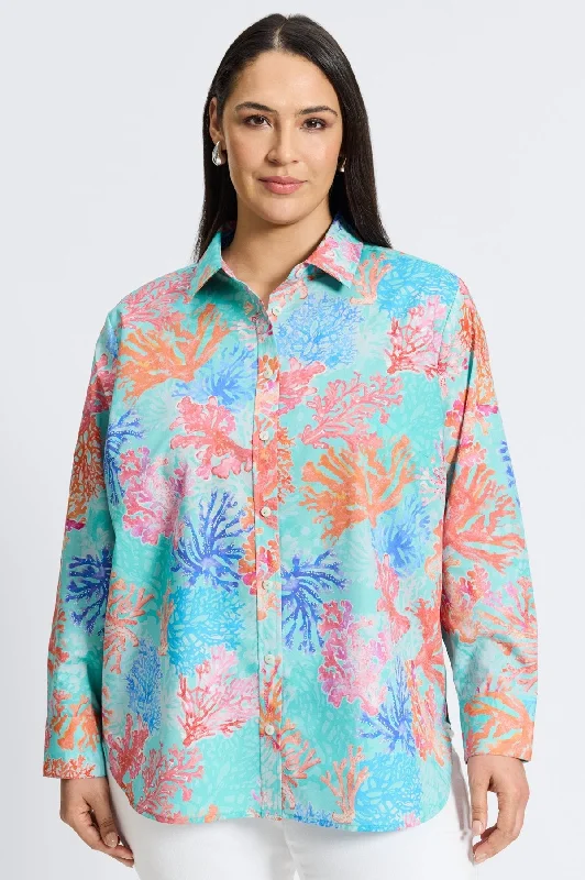 Women's elbow - patch long sleeve corduroy shirt Minimalist long sleeve solid color shirtsMeghan Plus Sea Coral Long Sleeve Shirt Women's elbow - patch long sleeve corduroy shirt Minimalist long sleeve solid color shirtsMeghan Plus Sea Coral Long Sleeve Shirt