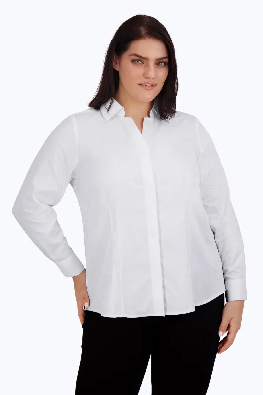 Women's sheer long sleeve mesh shirt for layering Odor - resistant long sleeve sports shirtsTaylor Plus Pearl Jacquard Long Sleeve Shirt