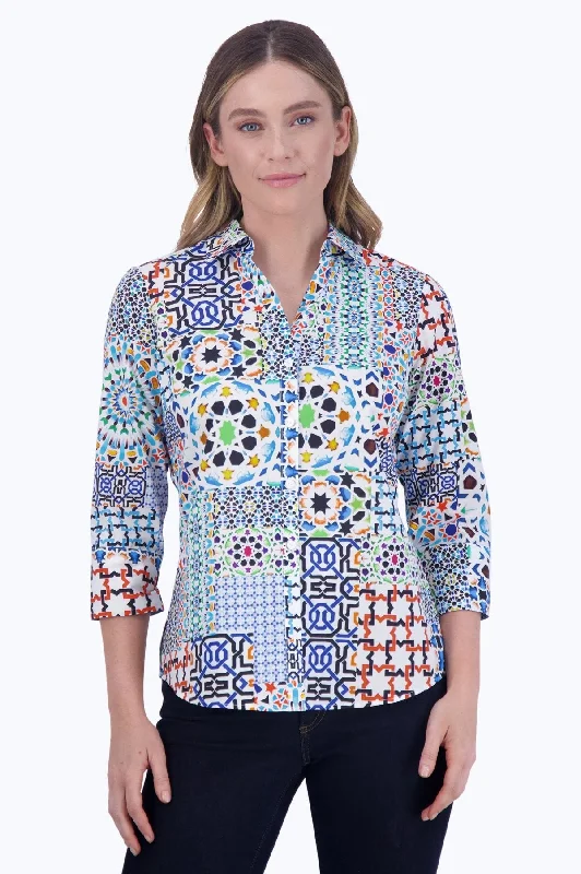 Women's plaid long sleeve flannel shirt for winter Mary Intertwine 3/4 Sleeve Shirt