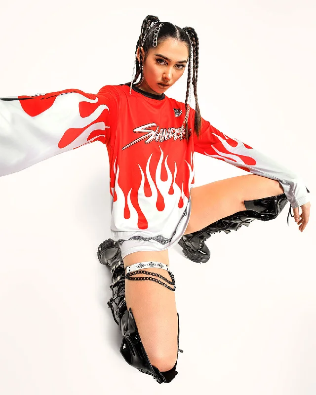 Women's sequined long sleeve evening shirt SLANDER x iHR Raging Inferno Unisex Longsleeve Jersey Women's sequined long sleeve evening shirt SLANDER x iHR Raging Inferno Unisex Longsleeve Jersey