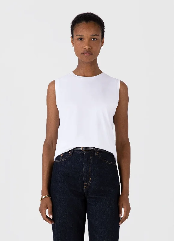 Women's school t shirt Women's Boy Fit Tank in White