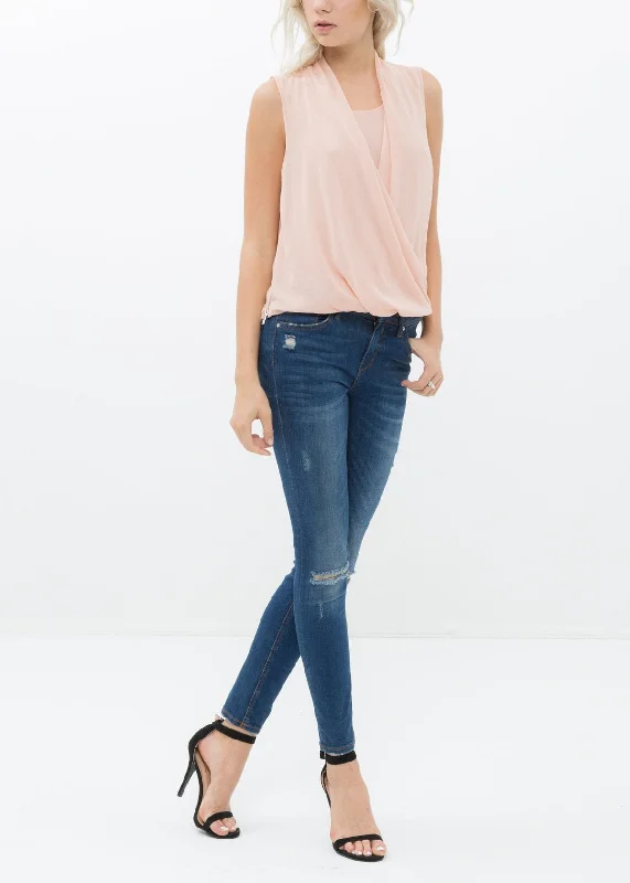Women's mock - neck long sleeve turtleneck shirt Women's Surplice Sleeveless Blouse