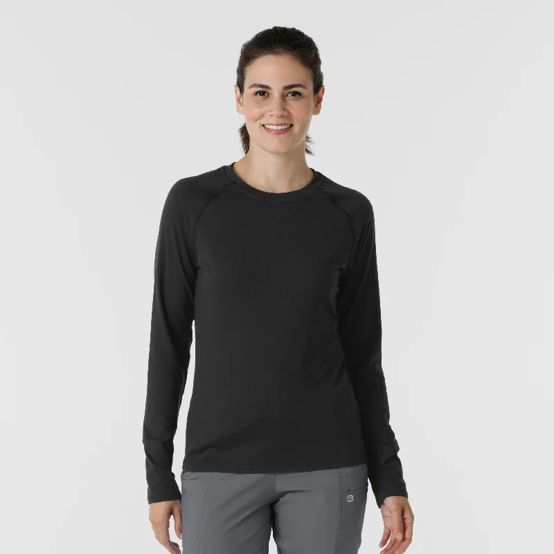 Women's ZARA t shirt Women's Watch Window Long Sleeve Underscrub Top - Black