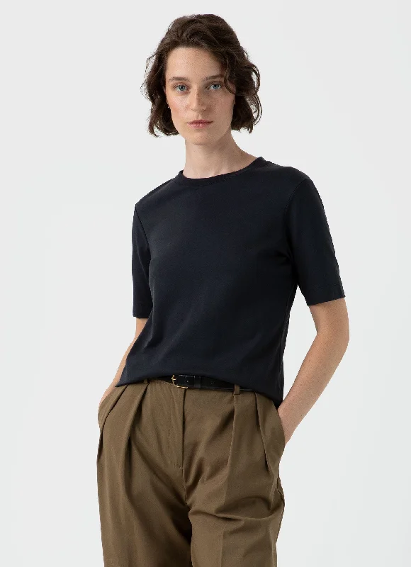 Women's scoop neck t shirt Women's Mid Sleeve T-shirt in Black